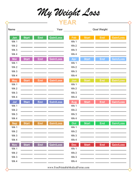 FREE Weight Loss Tracker Printable