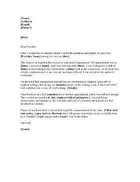 Appointment Wait Time Letter Medical Form