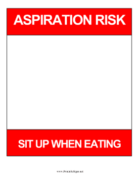 Aspiration Risk Hospital Door Sign Medical Form