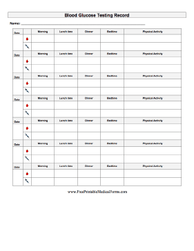 Blood Glucose Testing Record Medical Form