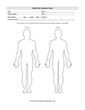 Body Pain Indicator Chart Medical Form