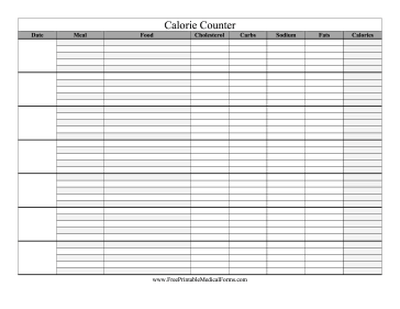 Calorie Tracker PDF, Free Printable