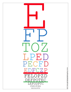Printable Colorful Snellen Eye Chart