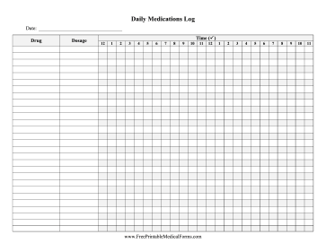Daily Medications Log Medical Form