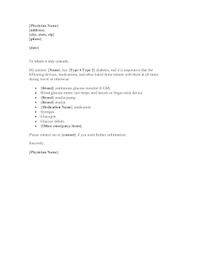 Diabetes Travel Letter Medical Form