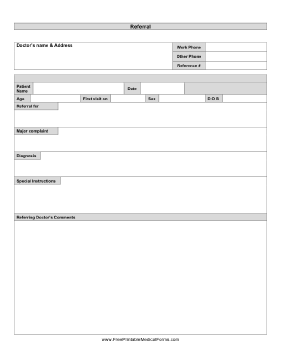 Doctor Referral Form Medical Form