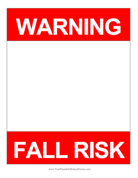 Fall Risk Warning Hospital Door Sign Medical Form