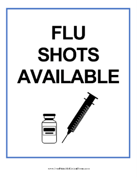 Flu Shots Available Sign Medical Form