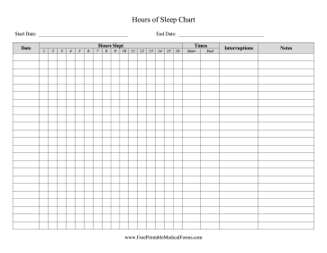 Hours Of Sleep Chart Medical Form