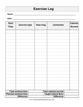 Large-Print Exercise Tracker Medical Form