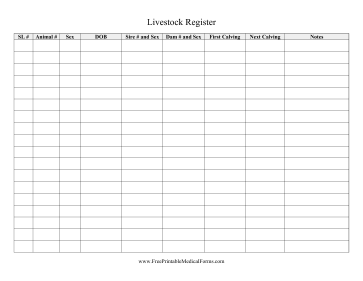Livestock Register Medical Form