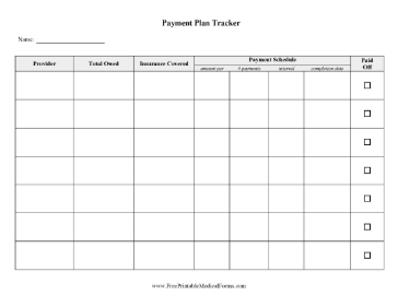 Medical Bill Payment Tracker Medical Form
