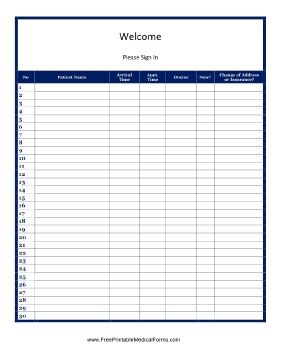 Medical Sign In Sheet Medical Form