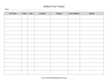Medical Test Tracker Medical Form