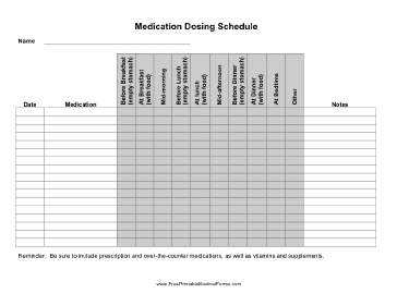 Medication Dosing Schedule Medical Form