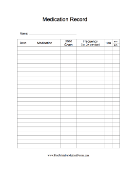 Medication Record Medical Form