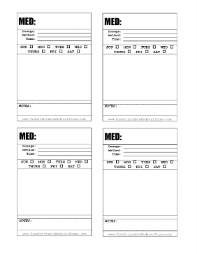 Medication Reminders 4 Up Medical Form