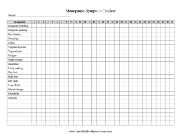 Menopause Symptom Tracker Medical Form