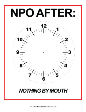 NPO Clock Hospital Sign Medical Form
