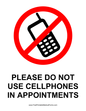 No Cellphones Sign Medical Form