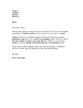 Organ Donation Appreciation Letter Medical Form