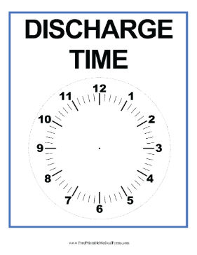 Patient Discharge Clock Sign Medical Form