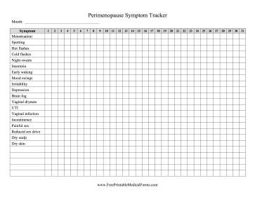 Perimenopause Symptom Tracker Medical Form