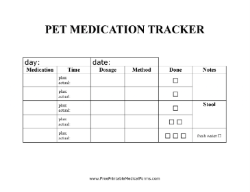Pet_Multiple Daily Medications Tracker Large Print Medical Form