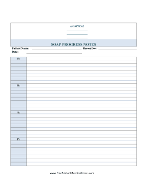 SOAP Progress Notes Medical Form