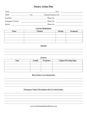 Seizure Action Plan Medical Form