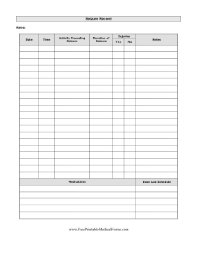 Seizure Record Medical Form