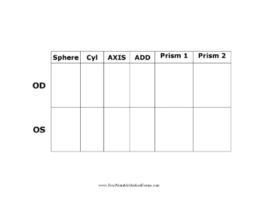 Simple Glasses Prescription Medical Form