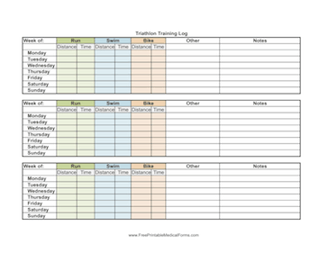 Printable Triathlon Training Log