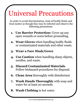 Universal Precautions Sign Medical Form