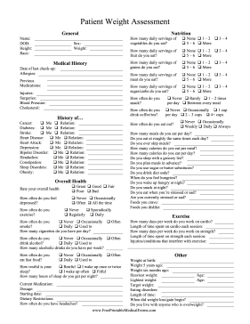 Weight Assessment Medical Form