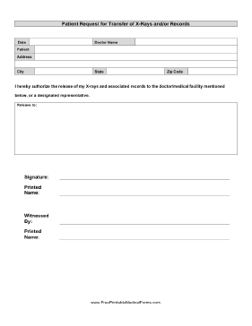 X-ray Transfer Form Medical Form