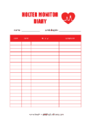 Holter Monitor Diary