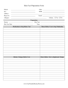 Skin Test Preparation Form